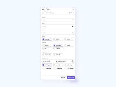 Advanced Filters design ui uidesign ux