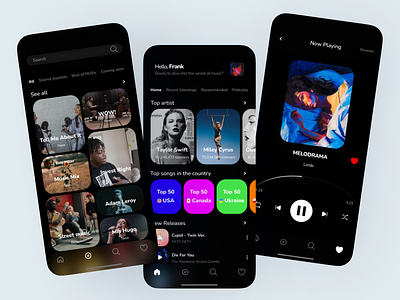 Music Player App album app audio player listen mobile modern modern app music music player playlist podcast radio songs soundcloud spotify stream talk ui ux video