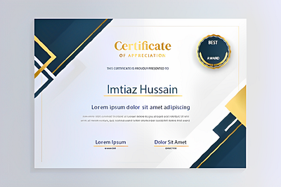 Certificate Of Appreciation 3d animation artisticexpression beautiful card bookcover brabdig branding certificate design dribble talent graphic design illustration logo motion graphics new certificate product design ui vector