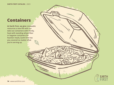 Catalog Page Concept biodegradable brushes catalog green restaurant restaurant supply salad take out container