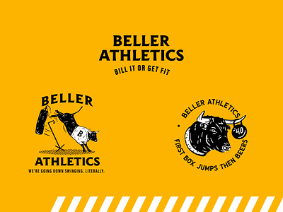 Beller Athletics athletics badge bull cow design gym illustration logo typography workout
