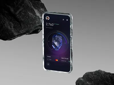 Crystal Bank App Design 3d agency animation app app design bank chart crypto crystal design fintech invest market mobile design motion graphics product design stones tech ui ux