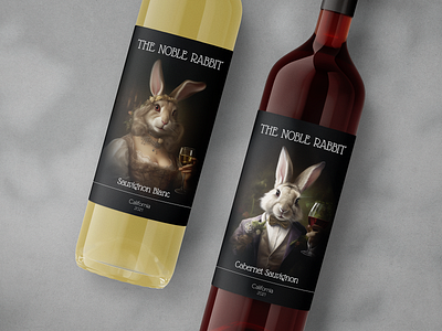 The Noble Rabbit beverage california grape wine graphic design lable package packaging rabbit wine wine lable