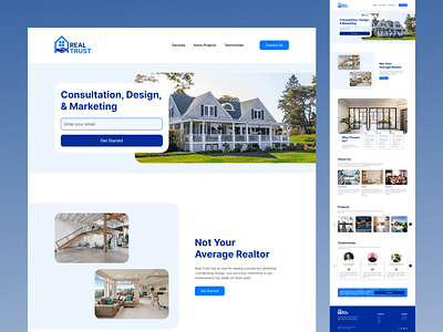 Real Trust branding business clean design elegant graphic design home home page house illustration landing page property real real estate real trust rent trust ui uiux designer web design