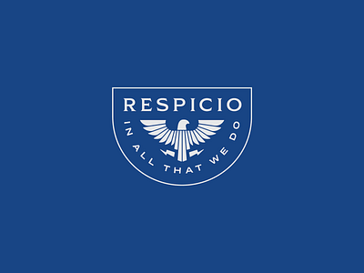 Respicio Logo air force badge bird blue branding crest design elegant falcon graphic design illustration lettering logo vector vintage