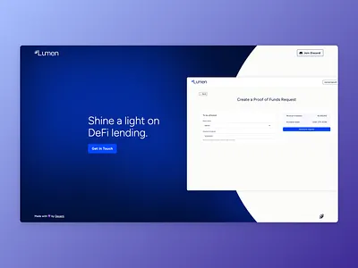 DeFi Lending Landing Page for Lumen