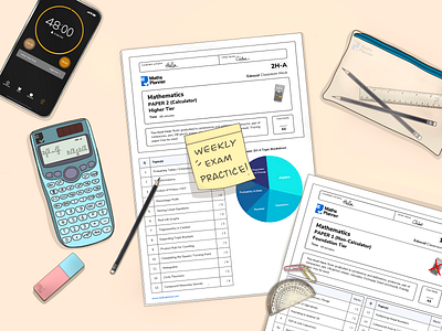 Maths Planner - Exam Prep AD design education educational educational art geometry iphone maths maths paper paper clip pen pencil phone planner procreate rubber school school boy school kid shapes timer