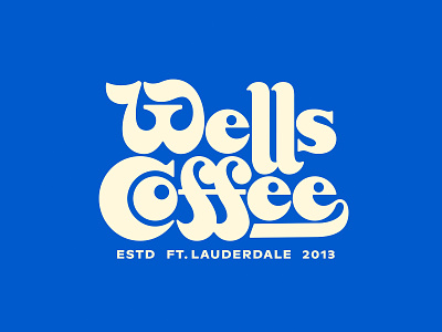 Wells Coffee badge branding coffee florida illustration lockup logo modern script typography