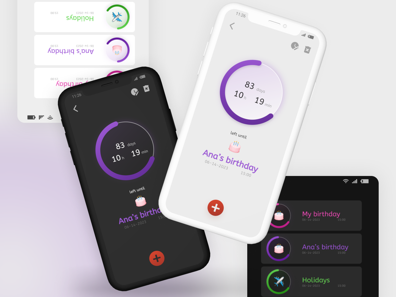 Timer app count down to special events by Karolina Kuczek on Dribbble