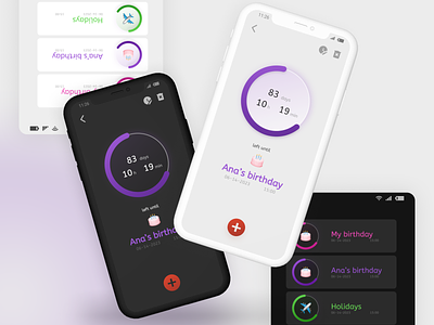 Timer app - count down to special events 014 app count down countdown dailyui dark mode figma graphic design light mode lightdark mode mobile app timer timer app ui