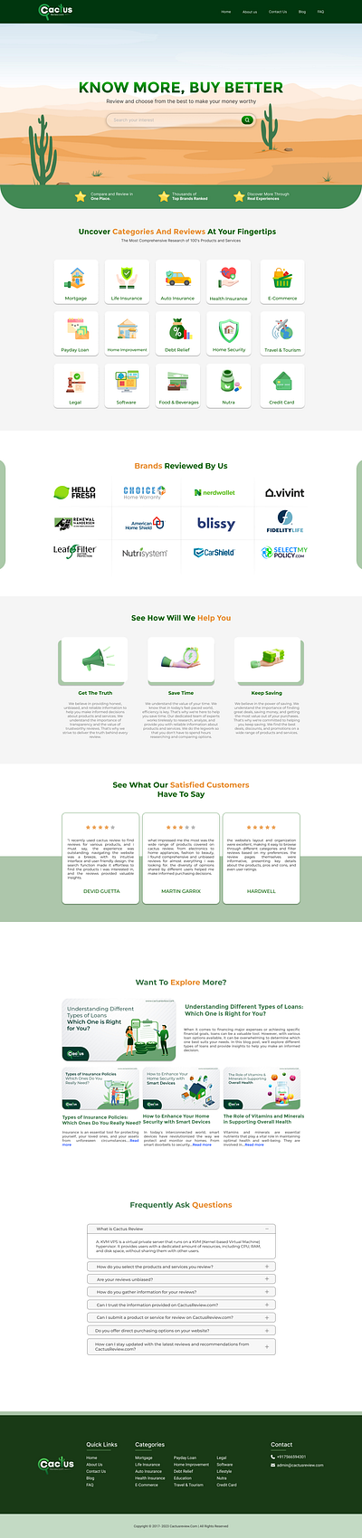 Cactus Review UI Design for an Immersive Web Experience design figma graphic design ui ux web webdesign