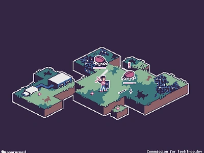 Fightin' them nasty bugs! 16bit 8bit aseprite commission design dnd environment design fantasy fantasyart gameart illustration isometric isometricart minimalistart minimalistic pixel art pixelart techtree