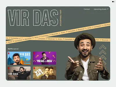 Vir das portfolio #027 comedian landing page portfolio ui design ux design vir das web design