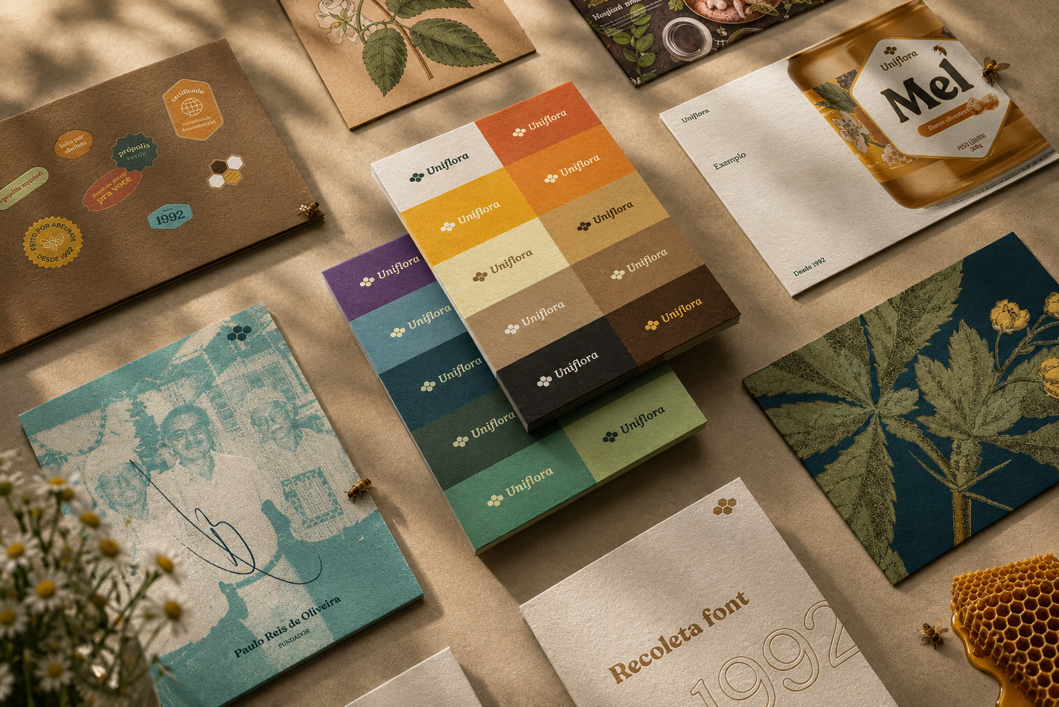Uniflora Rebranding brand design brand identity branding branding design floral guideline honey identity mel rebranding