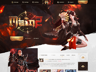 Chinese Metin2 Game Website Design - M2World 🏮🔥 download psd game art template homepage lineage 2 metin2 private server metin2 psd metin2 website template mu online oriental webdesign webdesign