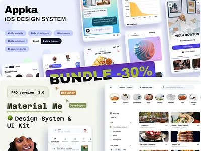 Power Up Your Designs: Material Me + Appka Mobile Kit Bundle android app black friday bundle creative deals design discount figma ios marketing material mobile offer promo react sale templates ui ui kit