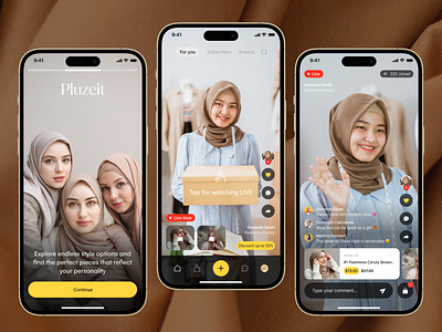Live Shop Mobile App clean design fashion hijab interface live app marketplace mobile mobile app muslim social social app social media tiktok ui ux