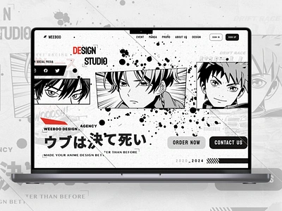 WEEBOO - Design Agency Landing Page anime anime production comic design agency futuristic grainy design japan japanese japanese anime landing page landing page ui manga ui design uiux uiux design web design website ui