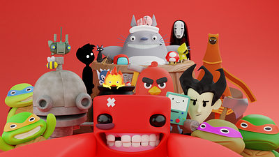 indie selfie 3d 3dcharacter 3dmodel animation blender branding characters design illustration ui