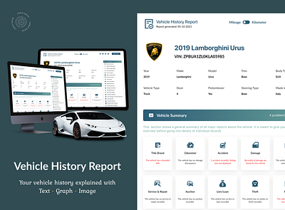 Vehicle History Report app design ui ux web website