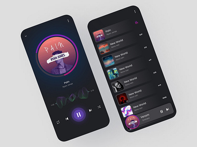 Music Player mobile UI app design graphic design illustration logo typography ui ux vector