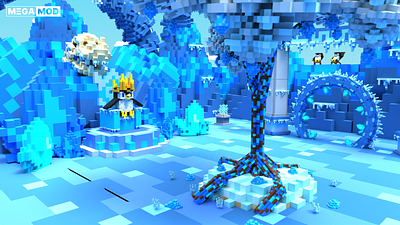 King Penguin Hall 3d bird building crown games hall ice king kingdom knight lego megamod minecraft penguin roblox throne voxel voxel graphics voxelart
