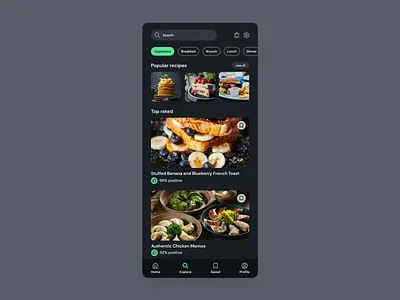 Recipe App app clean clean ui dark mode design figma food app logo material 3 mobile mobile design modern modern app modern ui modern website organic recipe app responsive ui ux