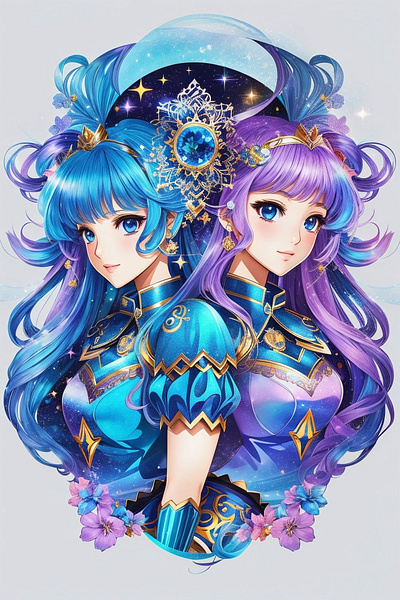 Cosmic Harmony: Radiant AI Anime Girl Character Art in Gemini anime love