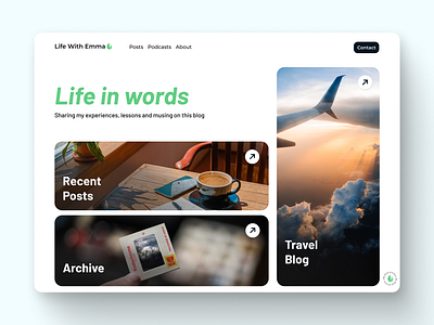 Life With Emma 🍃 blog blog post blog website landing page life minimalism minimalist reader travel travel blog ui ux web design website