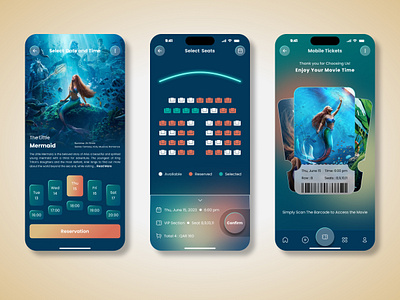 Cinema Ticket App UI Design figma interaction design productdesign prototype ticketapp ui uidesign userinterface ux