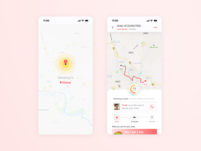 Daily UI Challenge | Day 20 | Location Tracker 100daysdailyuichallenge app dailyui day20 delivery design figma food delivery app foodapp fooddelivery location locationtracker mobile app tracker ui