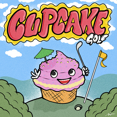 "Cupcake Golf" art children illustration color pencil cupcake design draw dream fun golf graphic design happy illustration vector vintage water ink