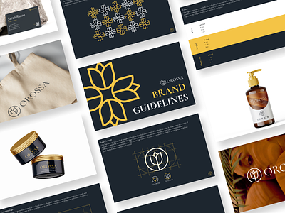Orossa Brand Guidelines beauty brand guidelines brand identity branding cosmetics design floral flower gold graphic design identity logo makeup rose salon skincare spa vector wellbeing wellness