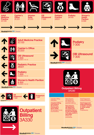 Navigation for Medical Center directional signage graphic design healthcare navigation signs