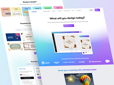 Canva - Landing Page Redesign animation canva case study colorful framer graphic mobile redesign revamp ui design web design website