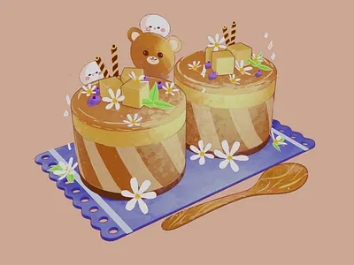 Bear with Cake 3d animation blender design graphic design grease illustration modeling motion graphics pencil