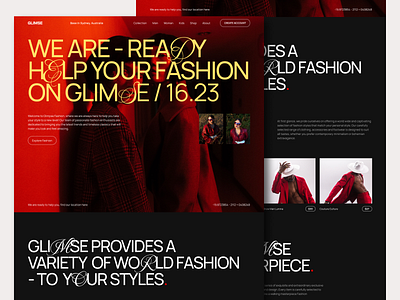 Glimse - Fashion Landing Page branding clean collection ecommerce fashion gallery landing page shop shopping store tshirt typography ui ui ux uidesign userinterface web web design website
