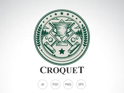 Croquet Tournament Logo champion logo classic logo croquet logo event logo retro logo tournament logo vintage design vintage logo