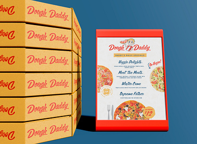 Dough Daddy Specials Menu & Box advertising branding character design design graphic design illustration logo logo design marketing menu design packaging packaging design product design