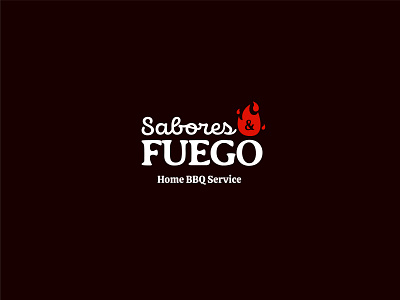 Sabores & Fuego bbq black brand brand identity branding concept custom logo fire flame flavors food identity logo red