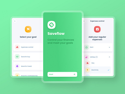 saveflow personal finance mobile app app colors expenses finance icons layout minimal mobile simple typography ui ux