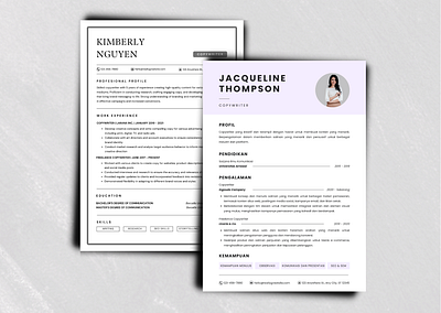 Minimalist Copywriter Resume CV branding canva canvatemplate curiculum viate design design graphic v graphic design resume resumes resume cv