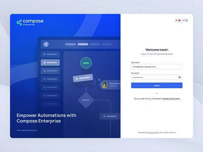 Compose - Low code application development log in page design automation builder enterprise log in low code onboarding sign in sign up ui ux web design