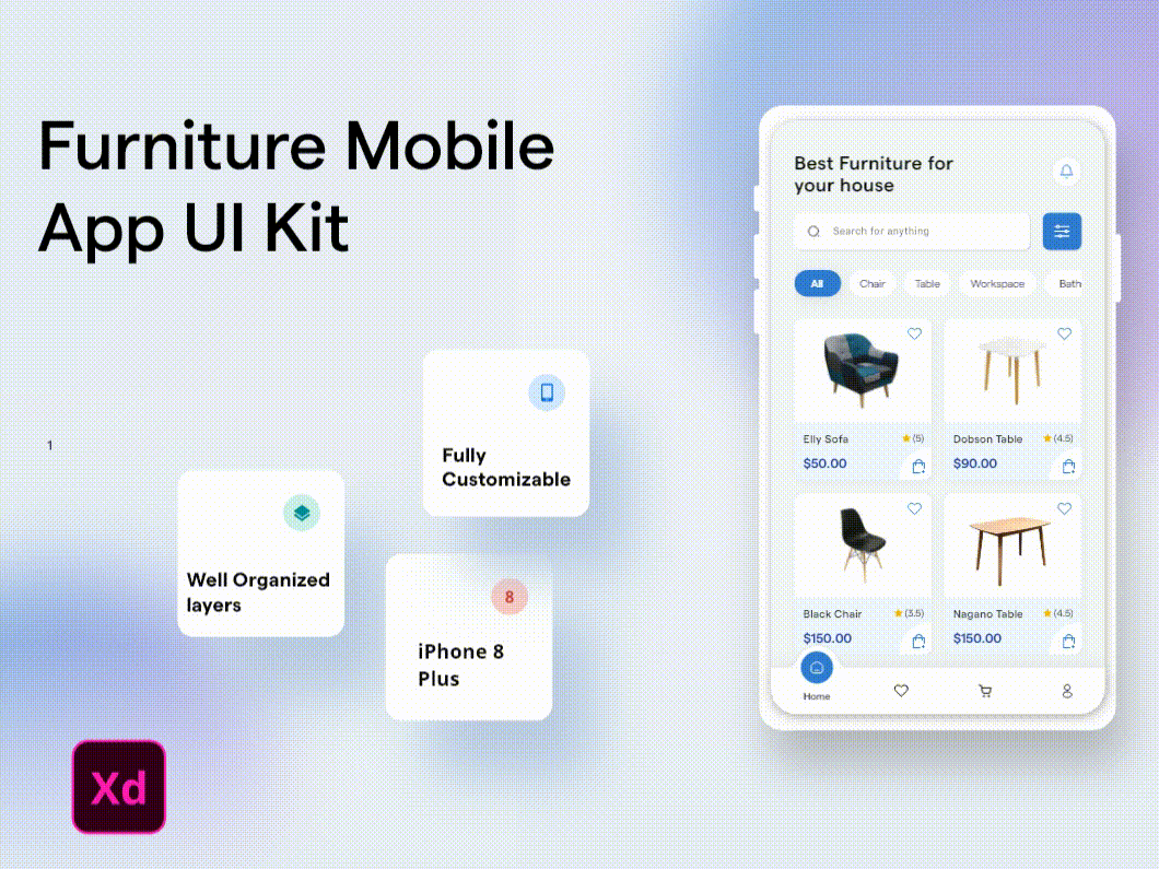 Furniture Mobile App UI adobe xd furniture app furniture app ui furniture design minimal minimal ui mobile app store app ui uiux