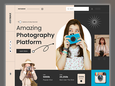 Photography Landing Page Design camera design hero home page landing page photo photographer photography photoshoot ui ux web app web design website