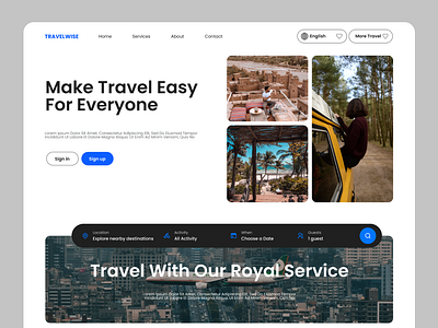 Travelwise Website Landing Page booking design enjoy explore hotel journey landing page nature tour tourism travel travelling ui ux website