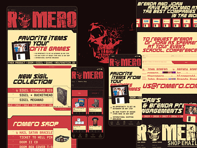 The Romero shop in cyberpunk and retro style brenda romero cyberpunk design doom game games icons john romero nostalgia online store pc retro romero sigil store style ui ux web design wolfenstein