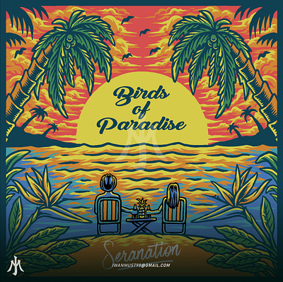 Birds Of Paradise album cover artwork artwork band band artwork clothing brand cover art illustration music artwork reggae vintage illustration