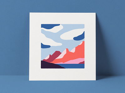 Lofoten blue branding card design graphic design illustration landscape mountains ocean sky vector wildlife