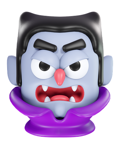 A Cute Dracula 3d blender character emoji halloween vampire